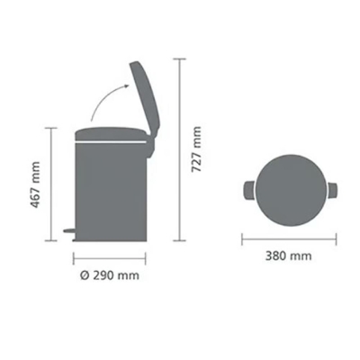 Brabantia Çöp Kutusu 20 litre Newicon Pedallı Satin Taupe 234026 - Thumbnail 20BRA234026