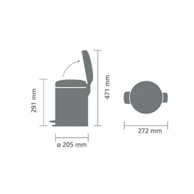 Brabantia Çöp Kutusu 5 litre Newicon Pedallı Confident Grey 233463 - Thumbnail 20BRA233463