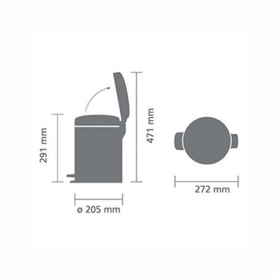 Brabantia Çöp Kutusu Newicon Pedallı 5 Lt Matt Siyah 112928 - Thumbnail 20BRA112928