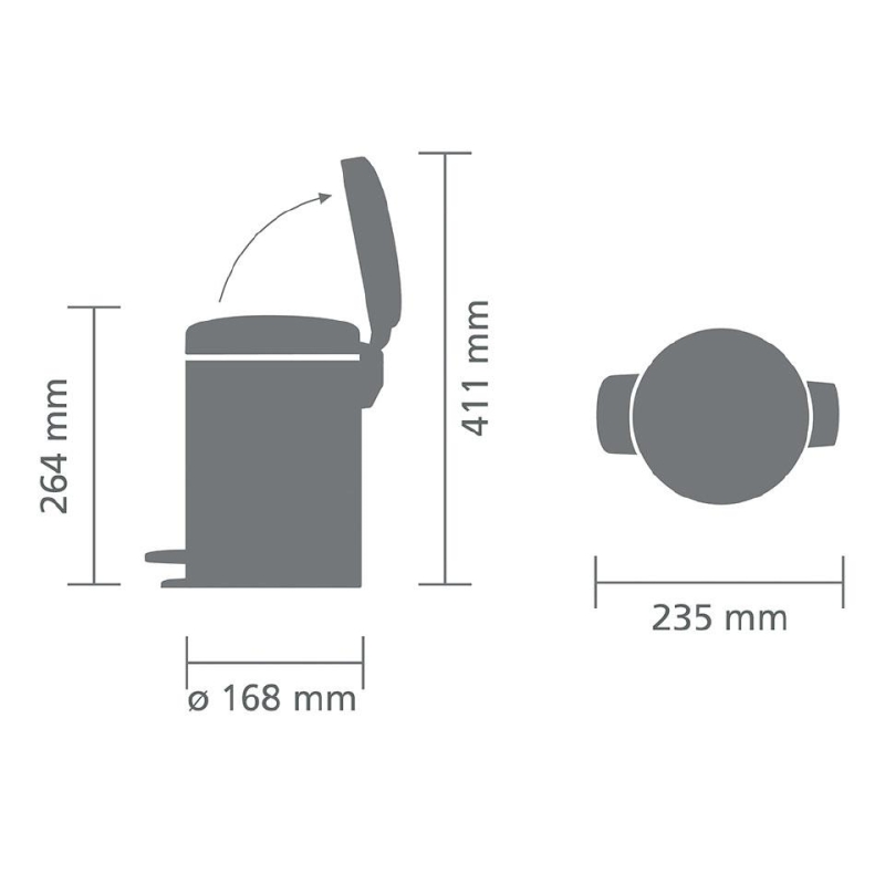 Brabantia Çöp Kutusu 3 lt Pedallı Parlak Paslanmaz Çelik 113147 - 20AKS113147