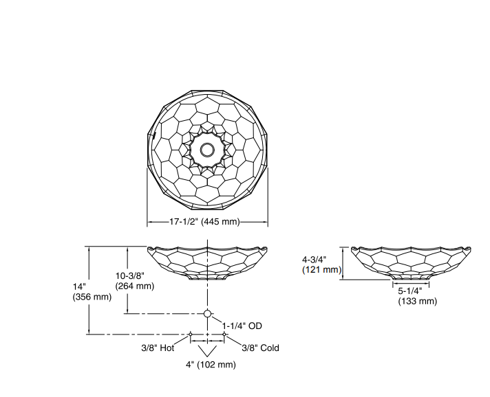 Kohler Lavabo Briolette Cam Çanak Buz Gri - 10KOH2373-B1100