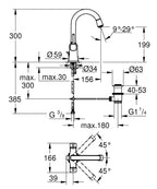 Grohe Grandera Lavabo Bataryası L-Boyut - 20666000 teknik çizim