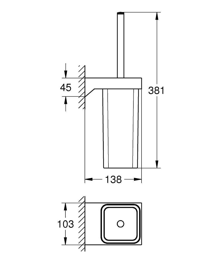 Grohe Selection Cube Tuvalet Fırçası Seti - 40857000 teknik çizim