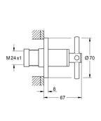 Grohe Ankastre Stop Valf Atrio Brushed Warm Sunset - 29396DL0 teknik çizim