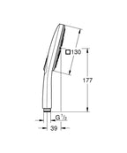 Grohe Rainshower Smartactive 130 Cube El Duşu 3 Akışlı Brushed Cool Sunrise- 26582GN0 teknik çizim