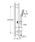 Grohe Duş Seti 3 Akışlı SmartActive Krom - 26575000 teknik çizim