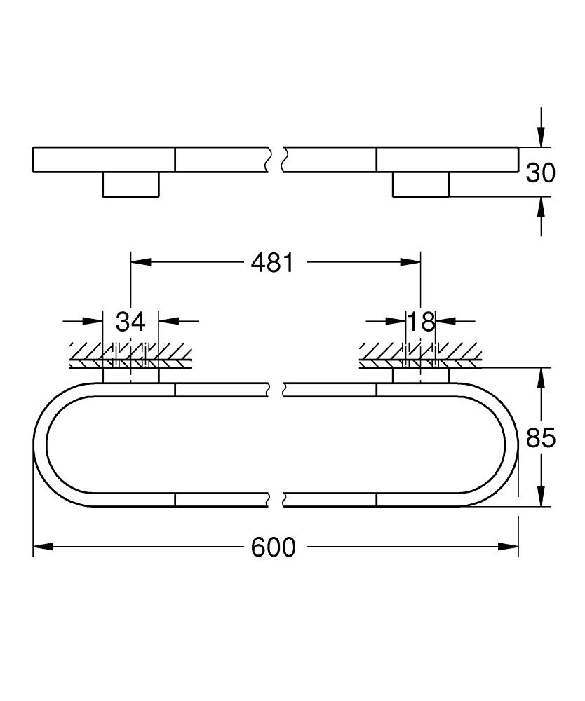 Grohe SelectionTowel Rail - 41056dc0 teknik çizim