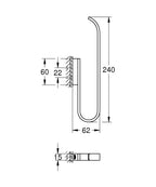 Grohe Selection Yedek Tuvalet Kağıdı Tutacağı (Çift Rulo İçin) Cool Sunrise - 41067GL0 teknik çizim