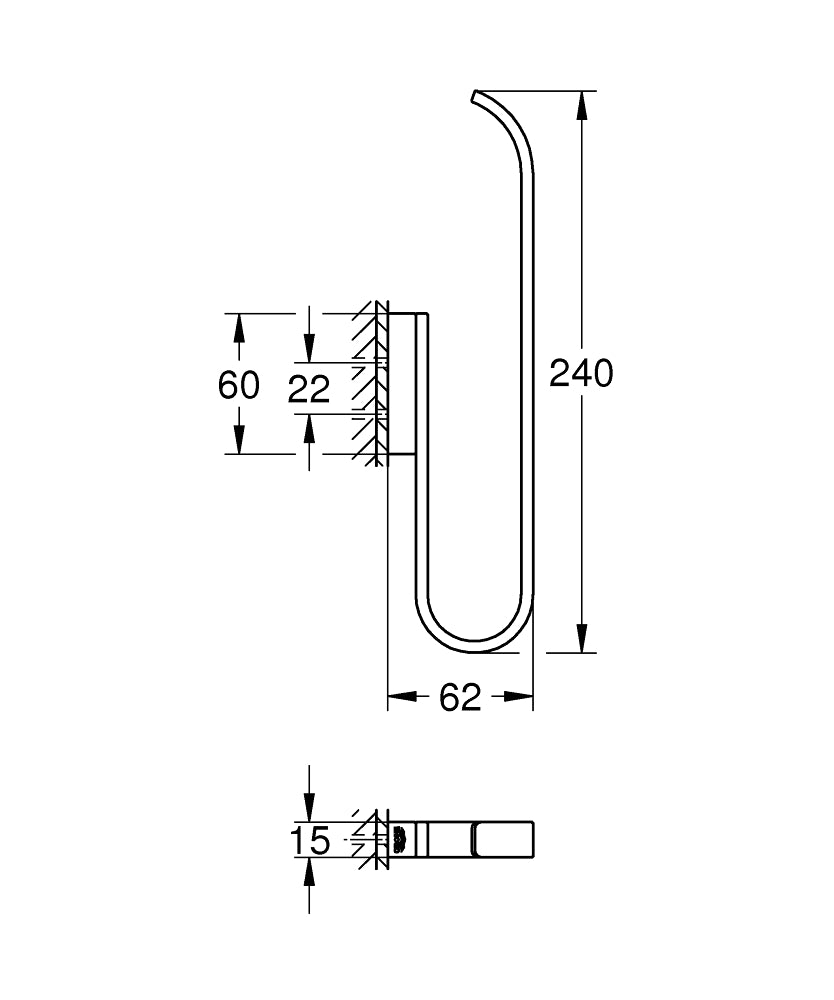 Grohe Selection Yedek Tuvalet Kağıdı Tutacağı (Çift Rulo İçin) Cool Sunrise - 41067GL0 teknik çizim
