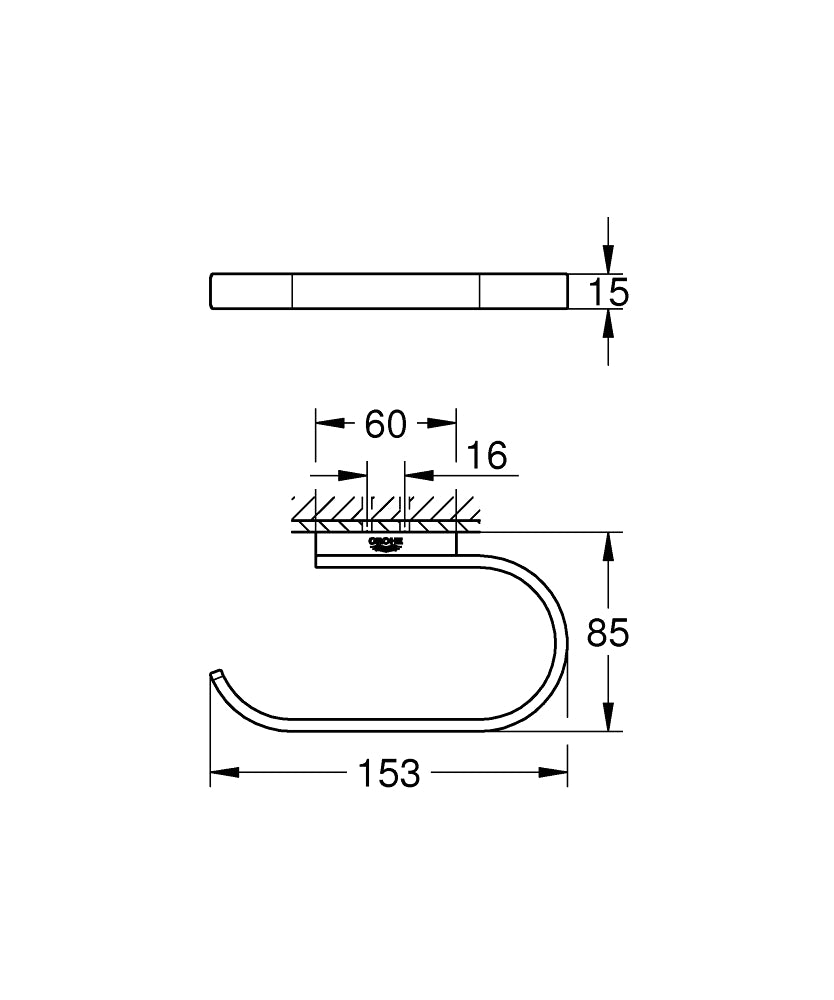 Grohe Selection Tuvalet Kağıtlığı Brushed Cool Sunrise - 41068GN0 teknik çizim