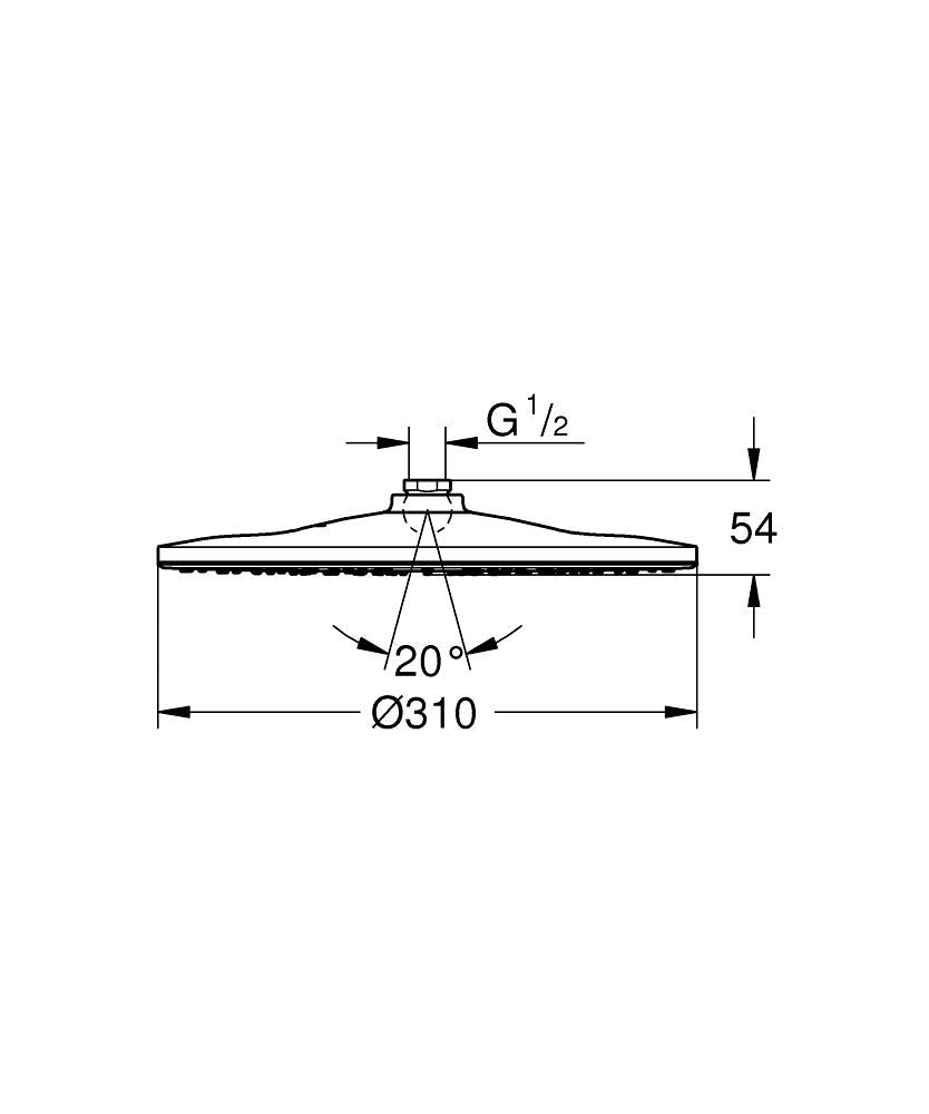 Grohe Rainshower Mono 310 Tepe Duşu 1 Akışlı- 26562000 teknik çizim