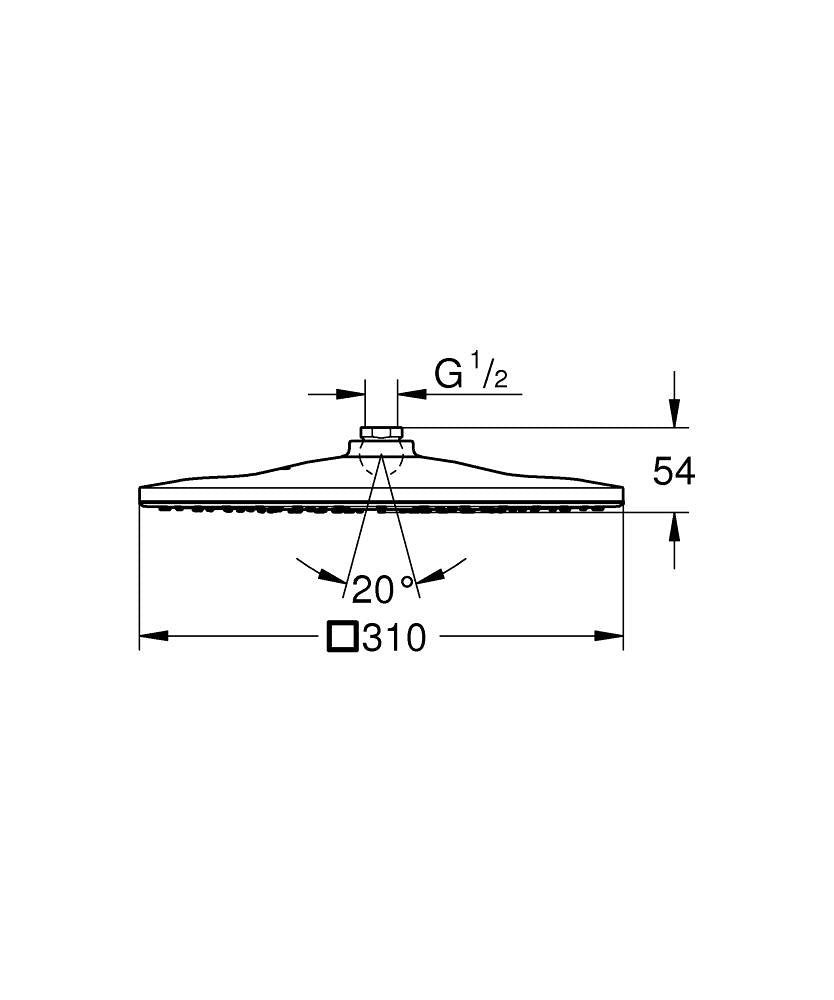 Grohe Rainshower Mono 310 Cube Tepe Duşu 1 Akışlı- 26568000 teknik çizim