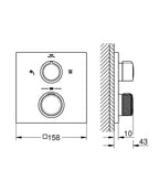 Grohe Allure Thermostat For Concealed Installation With 2-Way Diverter - 29181002 teknik çizim