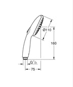Grohe Tempesta 110 El Duşu 2 Akışlı Rain,Jet - 26161003 teknik çizim