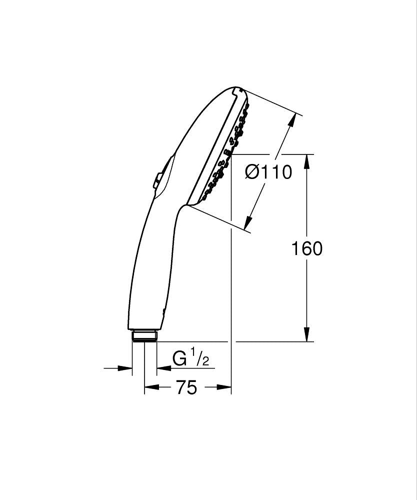 Grohe Tempesta 110 El Duşu 3 Akışlı Rain,Jet,Masaj - 26914003 teknik çizim