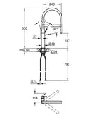 Grohe Essence Tek Kumandalı Eviye Bataryası - 30294A00 teknik çizim