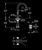Grohe Atrio Private Collection Lavabo Bataryası 1/2’’ XL-Cool Sunrise – 21142GL0 teknik çizim