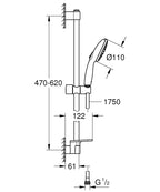 Grohe Tempesta 110 Duş Seti 2 Akışlı Rain,Jet - 27926003 teknik çizim