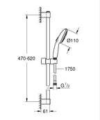 Grohe Tempesta 110 Duşu Seti 3 Akışlı Rain,Jet,Massage - 26916003 teknik çizim