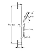 Grohe Tempesta Cube 110 Duş Seti 2 Akışlı Rain,Jet Mat Siyah - 267482433 teknik çizim