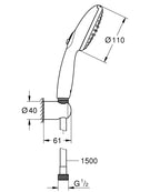 Grohe Tempesta 110 El Duşu Seti 2 Akışlı Rain,Jet - 26919003 teknik çizim