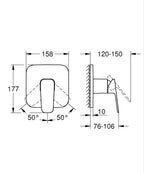 Grohe G R O H E  Cubeo Ankastre Duş Bataryası - 1017772430 teknik çizim