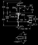 Grohe Eurosmart Tek Kumandalı Lavabo Bataryası M-Boyut Mat Siyah - 233222433 teknik çizim