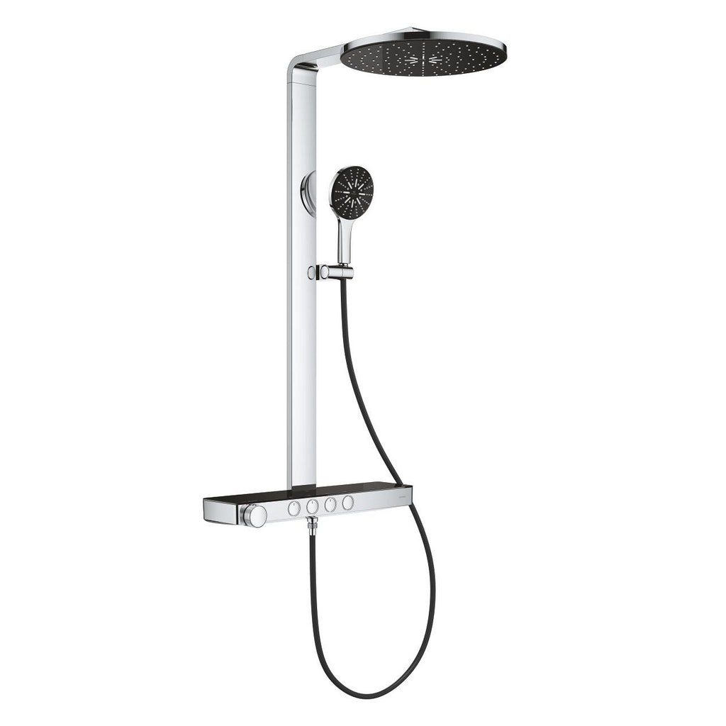 Grohe Rainshower Aqua Pure Duvara Monte Termostatik Bataryalı Duş Sistemi Siyah/Krom - 100964KI00