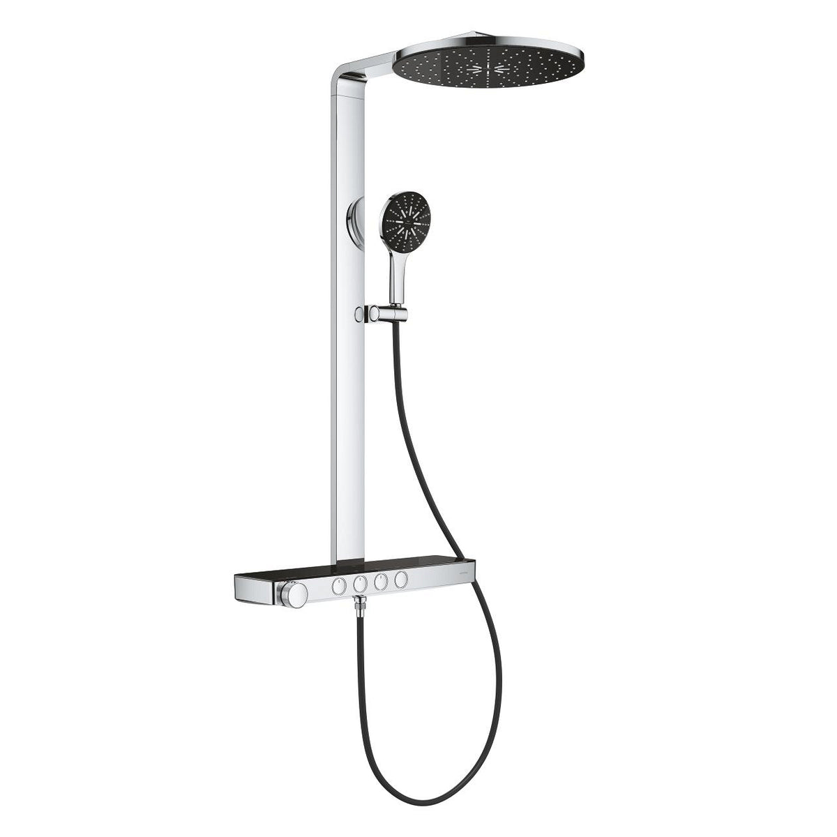 Grohe Rainshower Aqua Pure Duvara Monte Termostatik Bataryalı Duş Sistemi Siyah/Krom - 100964KI00