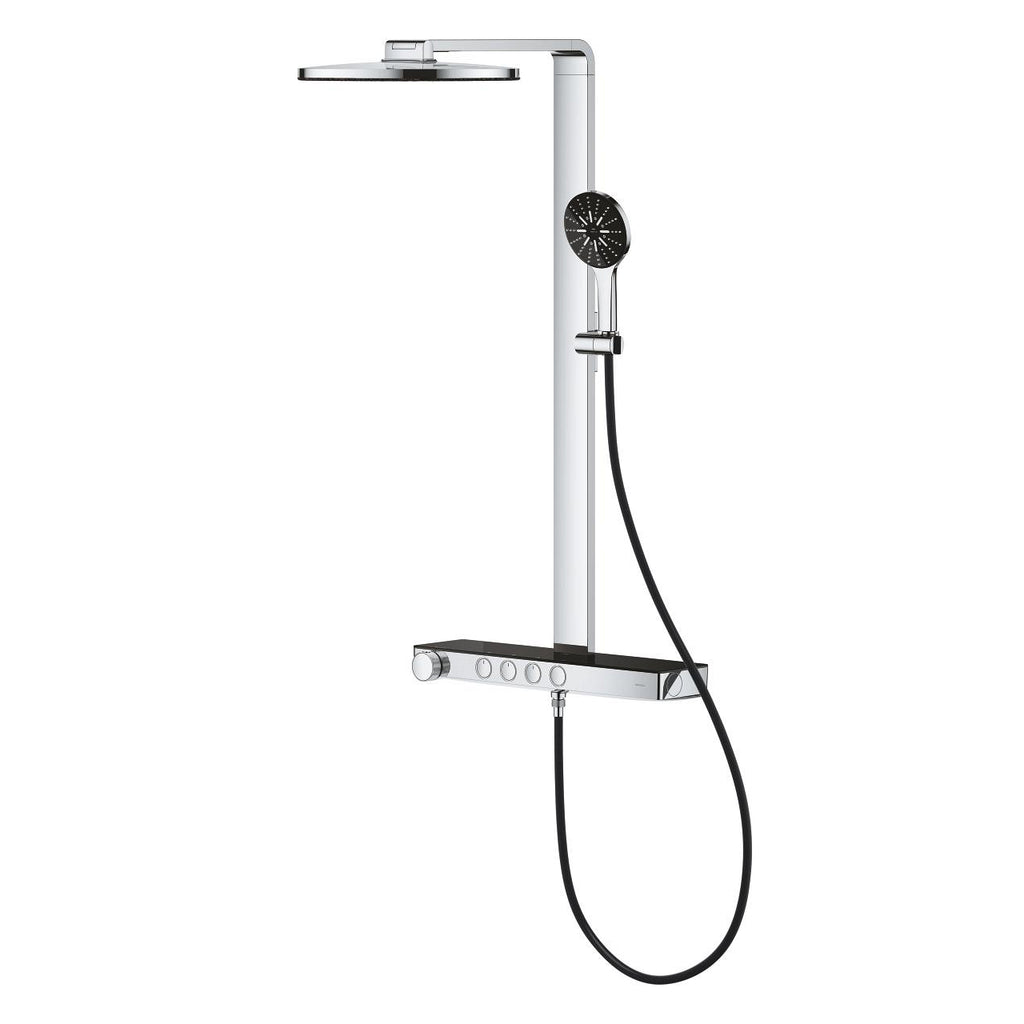 Grohe Rainshower Aqua Pure Duvara Monte Termostatik Bataryalı Duş Sistemi Siyah/Krom - 100964KI00