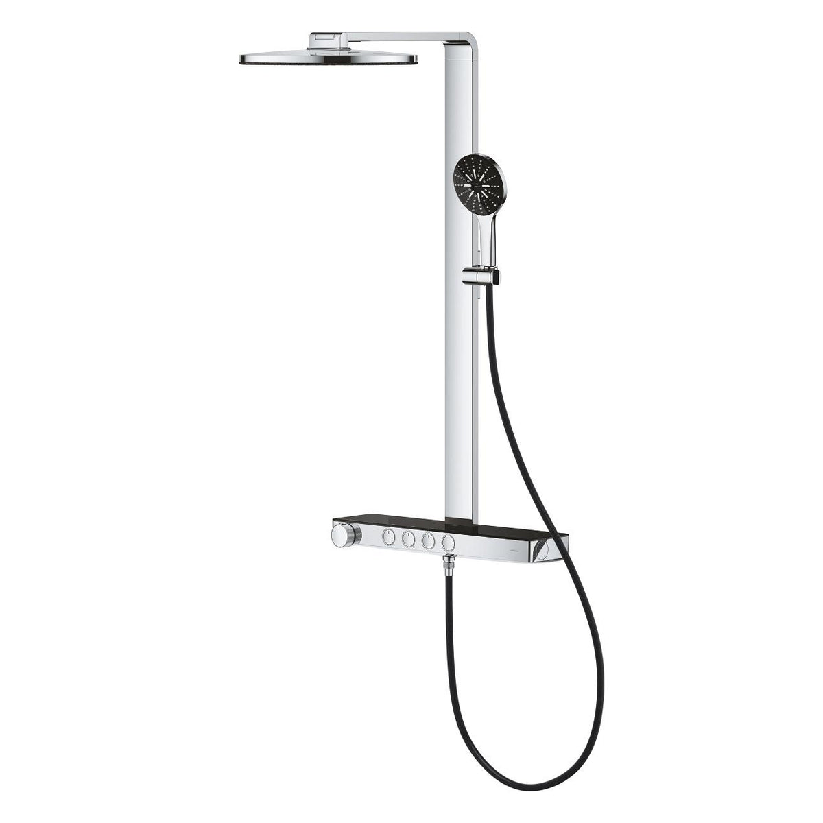 Grohe Rainshower Aqua Pure Duvara Monte Termostatik Bataryalı Duş Sistemi Siyah/Krom - 100964KI00