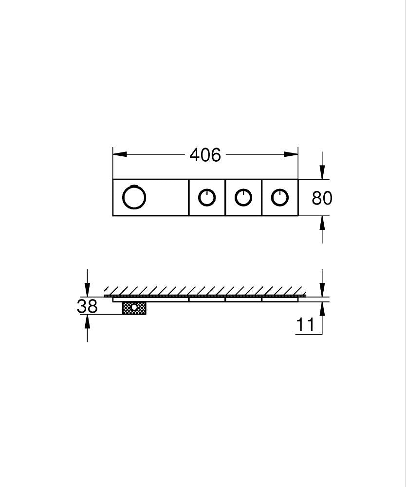 Grohe Grohtherm Aqua Tiles 3 Valfli Akış Kontrollü, Ankastre Termostatik Duş Bataryası Br. Hard Graphite – 106866AL00