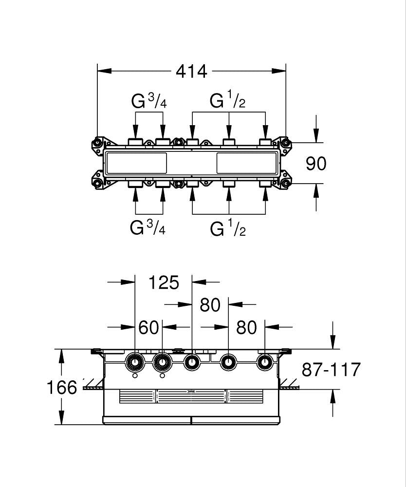 Grohe Aqua Tiles Ankastre Termostatik Montaj Gövdesi 3 Çıkışlı – 1068690000