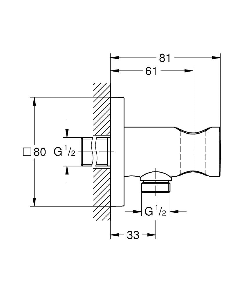Grohe Rainshower Aqua Askılı Duş Çıkış Dirseği Br. Hard Graphite - 107059AL00