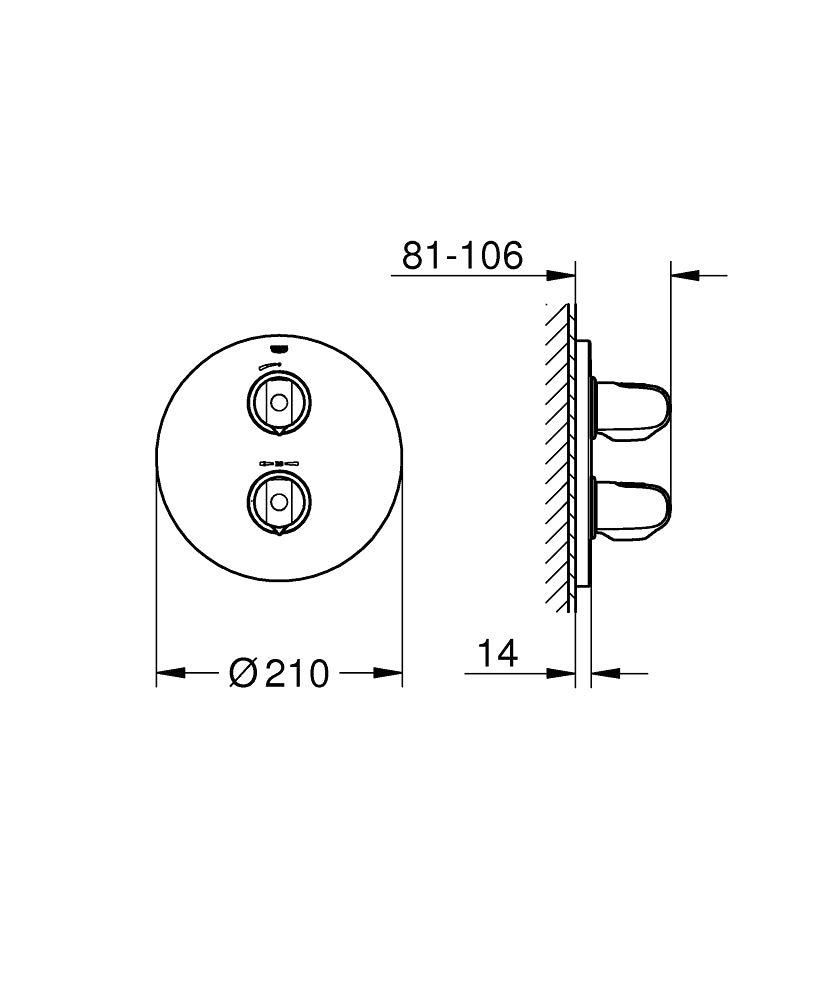 Grohe Grohtherm 1000 Tek Yönlü Ankastre Termostatik Duş Bataryası - 19984000
