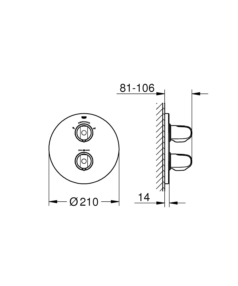 Grohe Grohtherm 1000 İki Yönlü Ankastre Termostatik Banyo Bataryası - 19986000