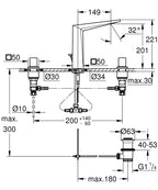 Grohe Allure Brilliant 3 Delikli Lavabo Bataryası L-Boyut Brushed Hard Graphite – 20627AL0