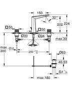 Grohe Allure Brilliant Private Collection 3 Delikli Lavabo Bataryası L Boyut Brushed Hard Graphite – 20671AL0