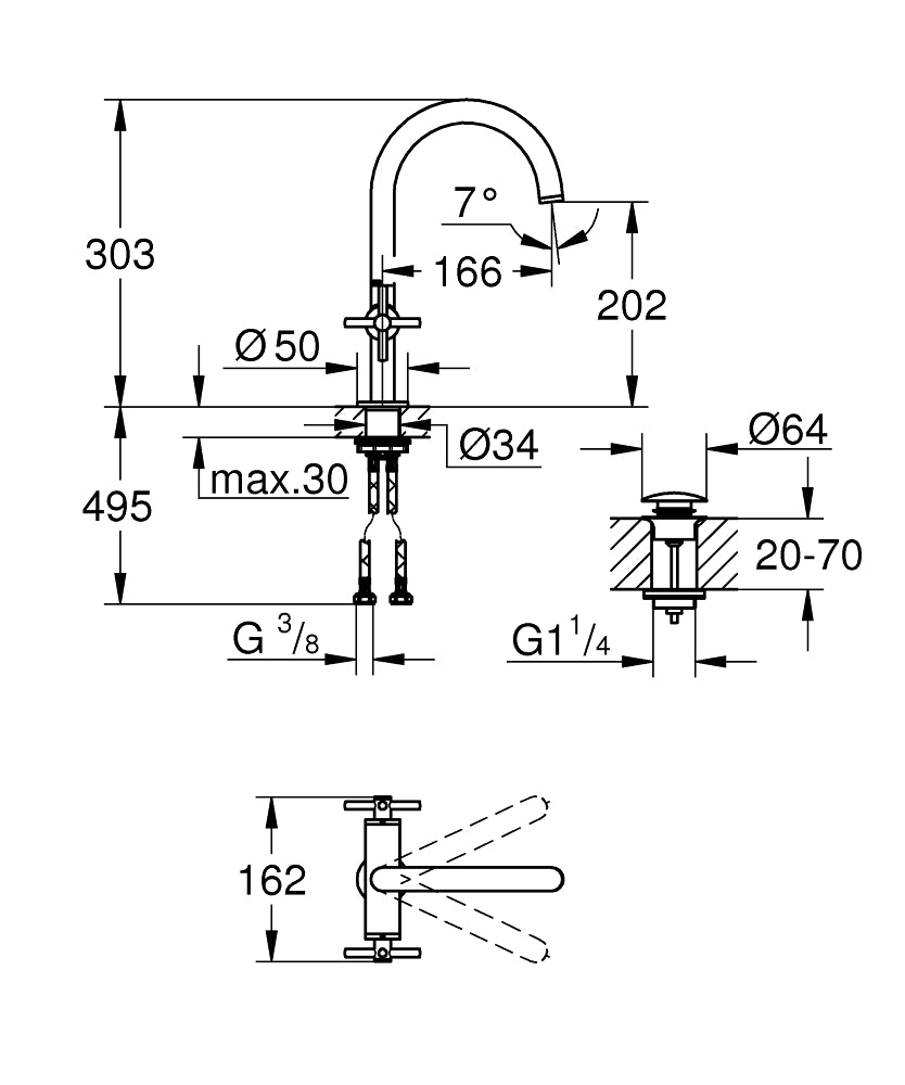 Grohe Lavabo Bataryası Atrio L-Boyut Br. Hard Graphite - 21144AL0