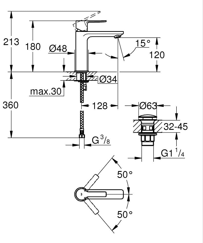 Grohe Lavabo Bataryası Lineare S-Boyut - 23106AL1