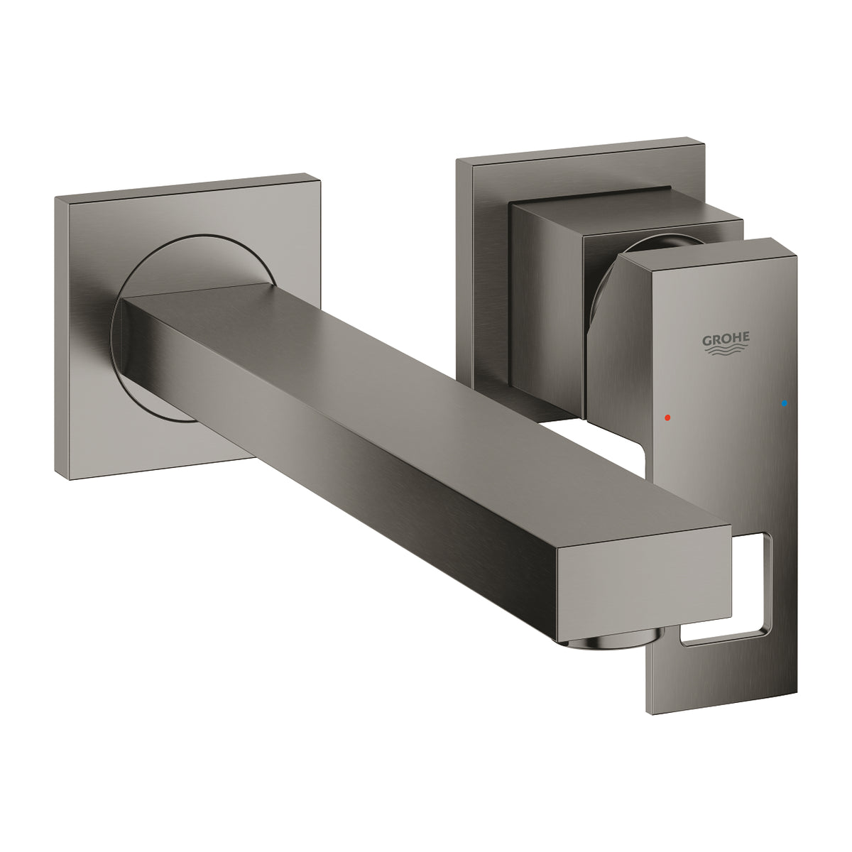Grohe Eurocube İki Delikli Duvardan Lavabo Bataryası M-Boyut Brushed Hard Graphite – 23447AL0