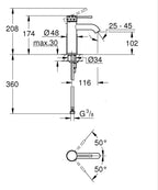 Grohe Lavabo Bataryası Essence S-Boyut Krom – 24172PF1