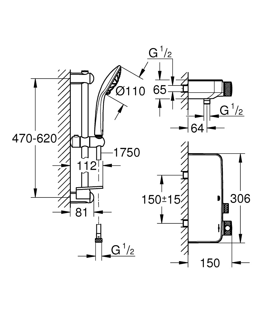 Grohe Grohtherm SmartControl Temostatik Bataryalı Duş Sistemi Krom – 34720000