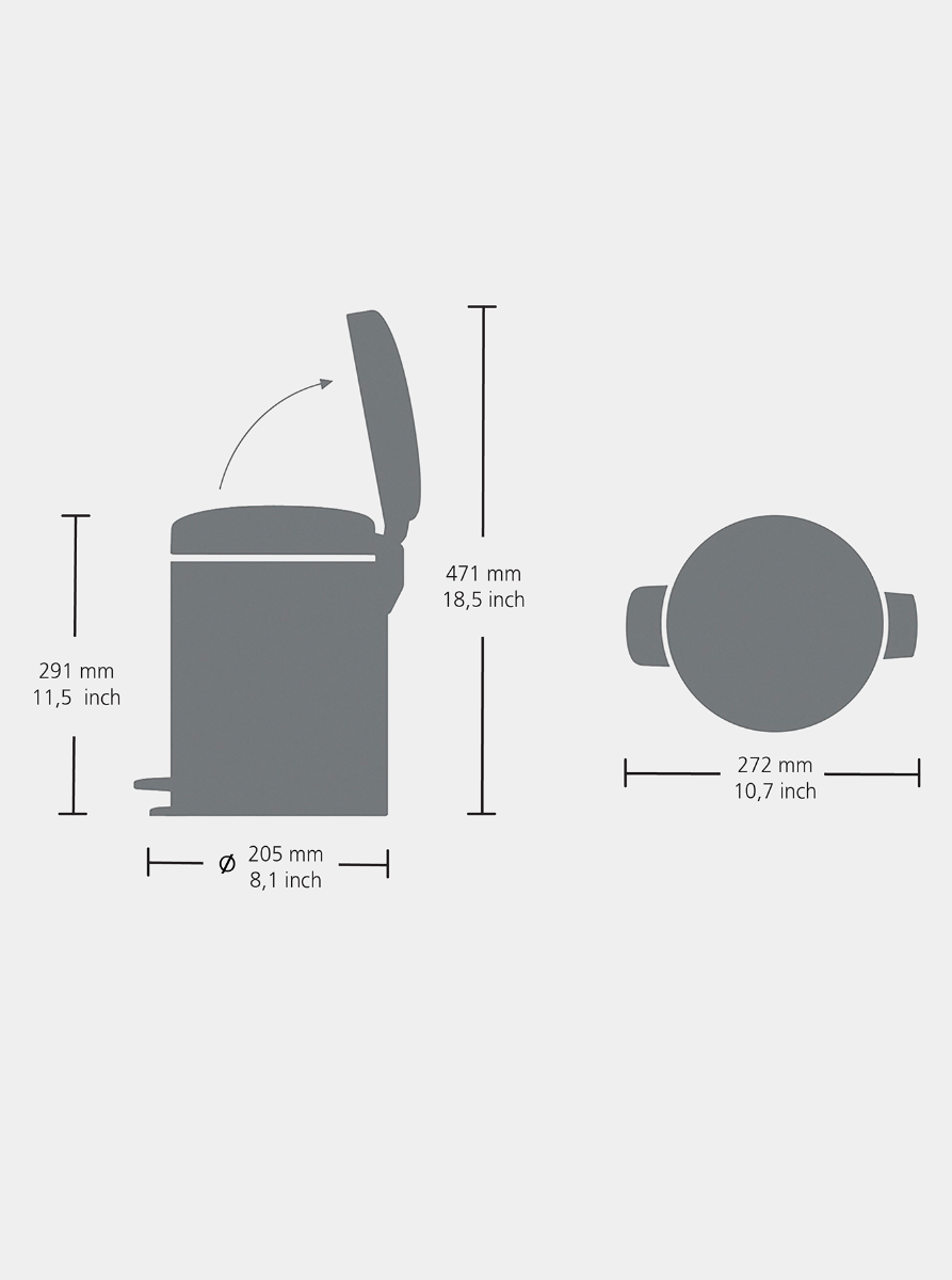 Brabantia Çöp Kutusu Newicon Pedallı 5 Lt  Matt Siyah 112928