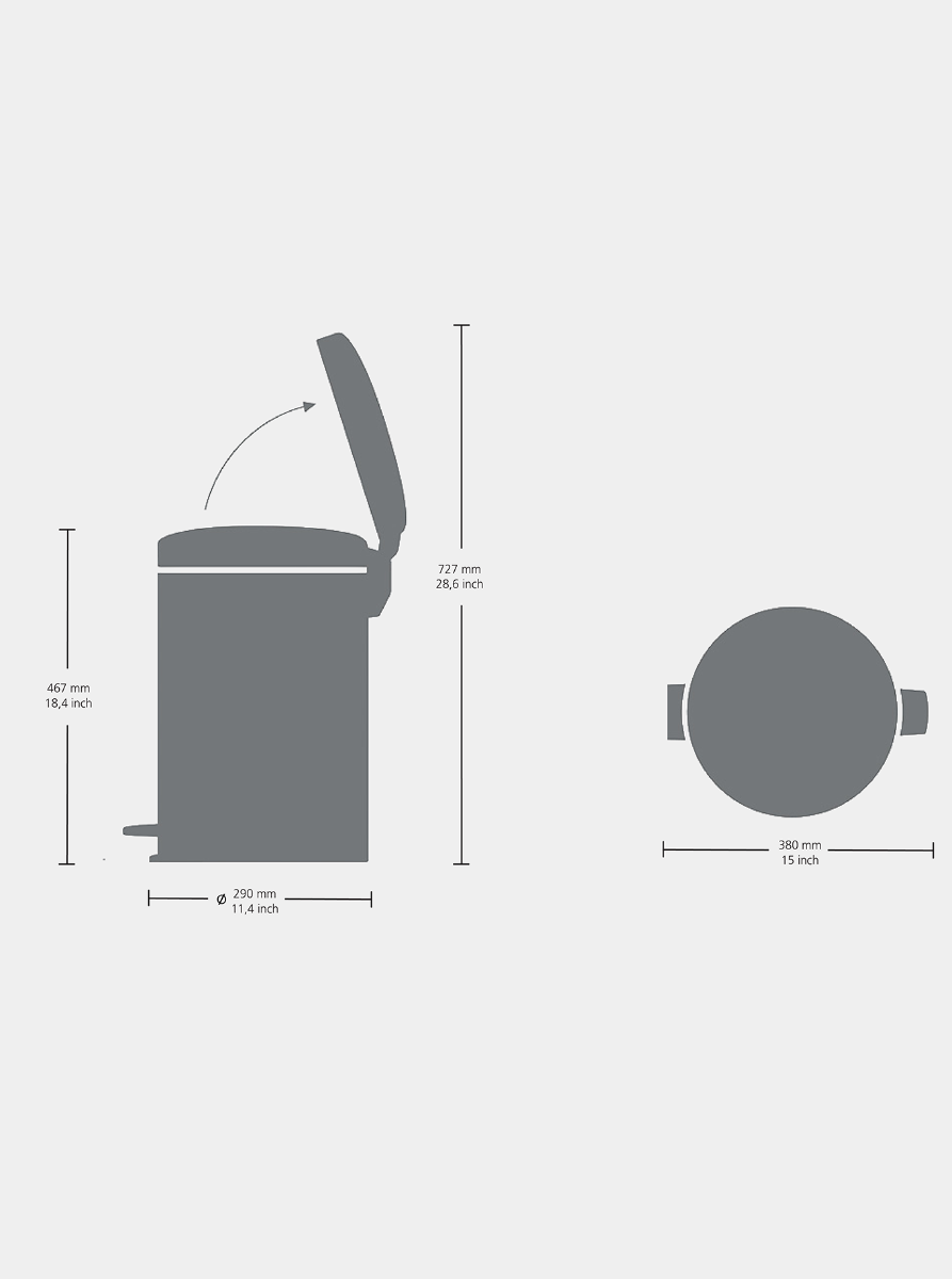 Brabantia Çöp Kutusu 20 litre Newicon Pedallı Platin 114045