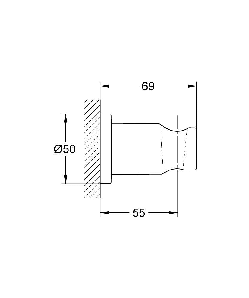 Grohe Rainshower El Duşu Askısı Mat Siyah - 22117KF0 teknik çizim