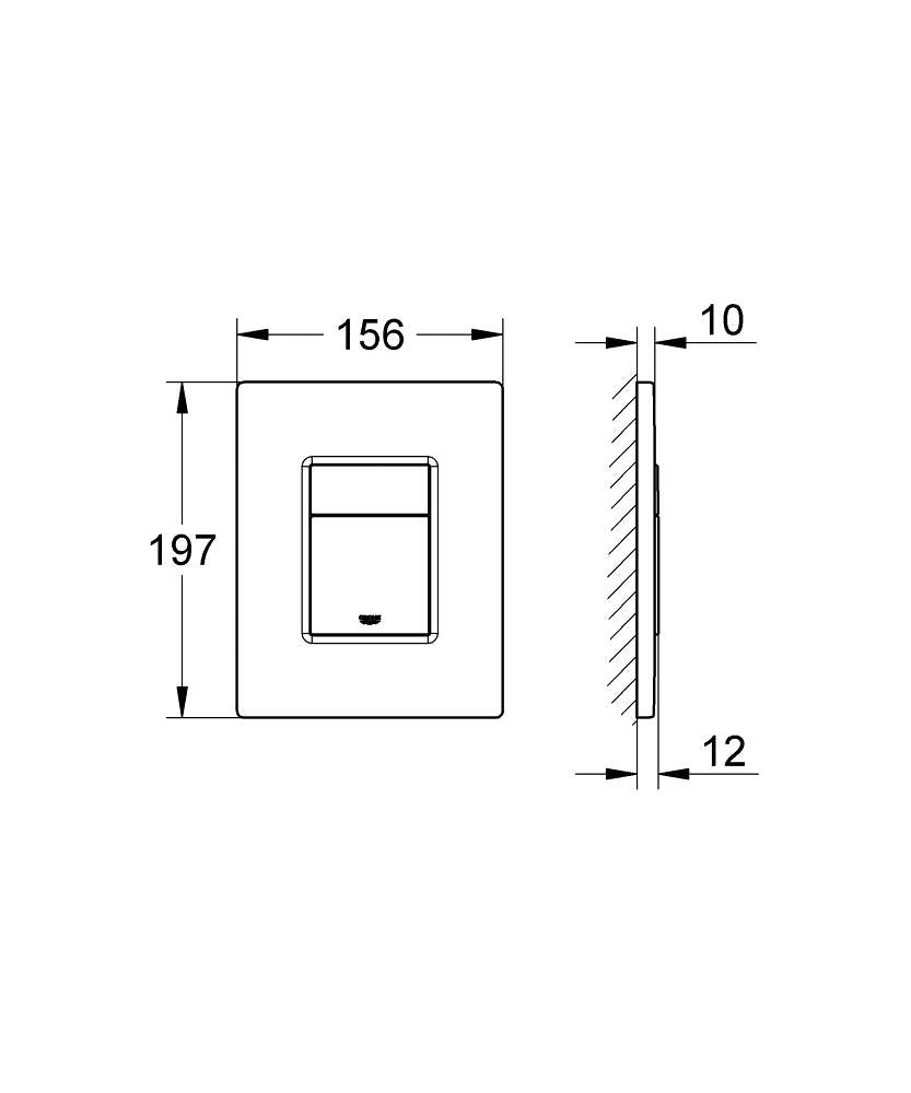 Grohe Gömme Rezervuar Kumanda Paneli ABS Mat Krom - 38732P00 teknik çizim