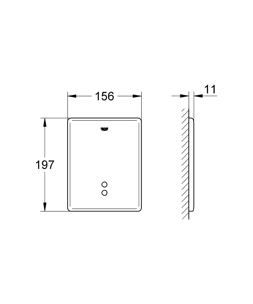 Grohe Fotoselli Ankastre Pisuar Valf Panel Elekt. Krom - 37749000 teknik çizim