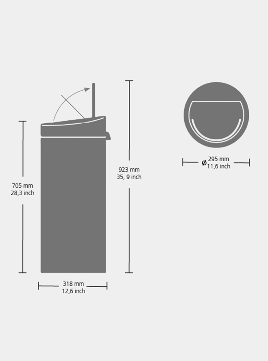 Brabantia Çöp Kutusu 30 litre Touch Bın New Dokunmatik Ayışığı Siyahı 128967