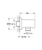 Grohe Rainshower® Su Çıkış Dirseği Brushed  Warm Sunset - 27057DL0 teknik çizim